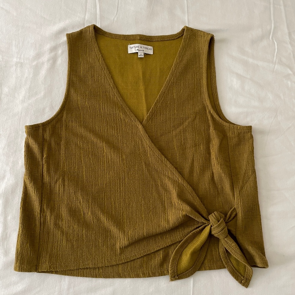 Madewell Texture And Thread Sleeveless Tank Top Wrap Tie Green